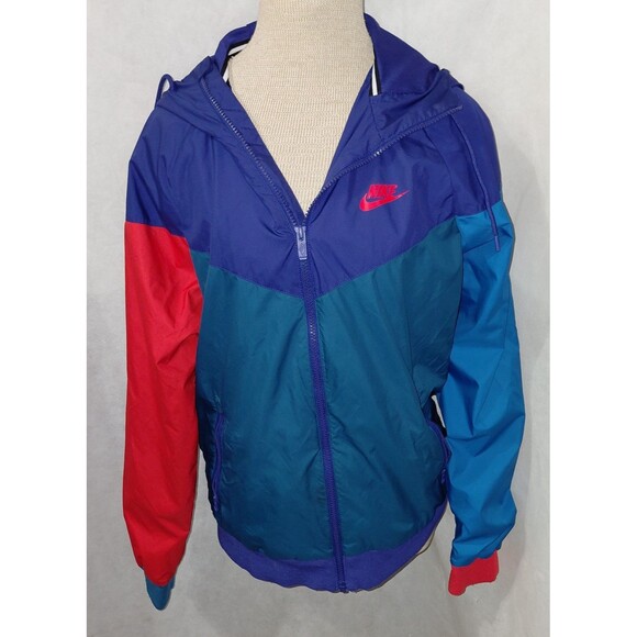 Y2K Nike Sportswear Windrunner Hooded Jacket Womens Small Multicolor Colorblock - Picture 1 of 13